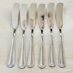 6pc INTERNATIONAL Gran Royal Stainless Flat Handle Butter Spreader 6 3/4”Glossy